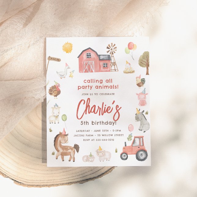Papier Animaux de ferme Budget Invitation d'anniversaire (Créateur téléchargé)
