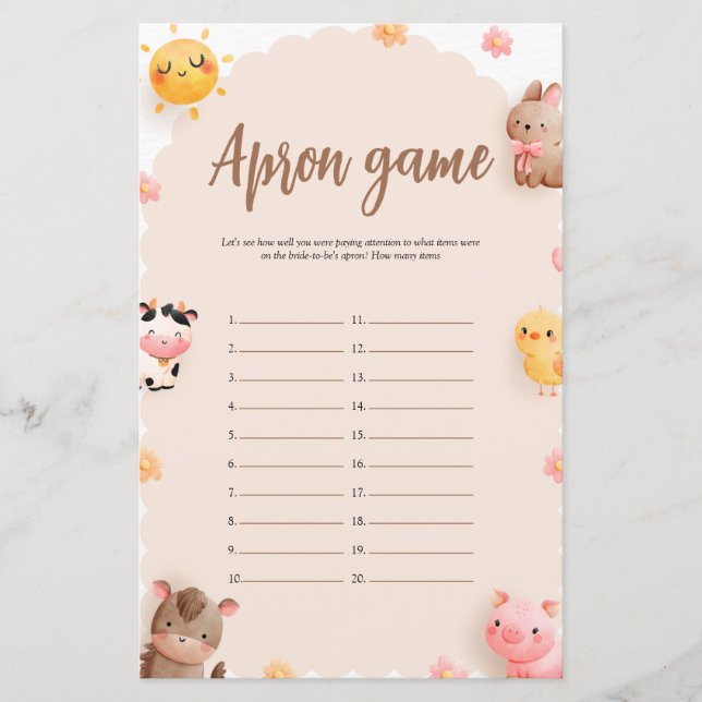 Papier Animaux de ferme Jeu de Fête des mariées d'aire (Devant)