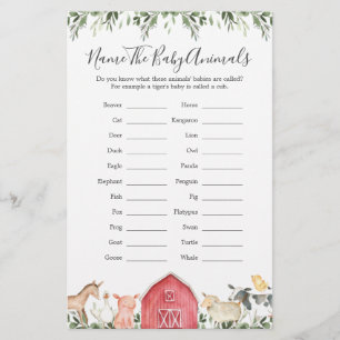 Papier Animaux de ferme Nom du Baby shower Les animaux de
