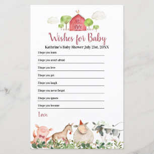 Papier Animaux de la ferme Vœux de la cour pour bébé