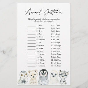Papier Animaux de l'Arctique Baby shower Animal Gestation