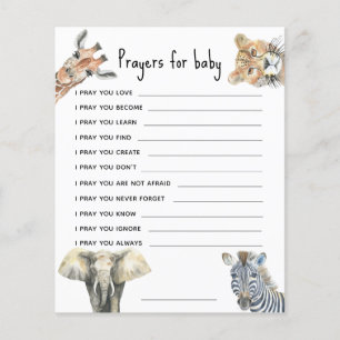 Papier Animaux de safari aquarelle - prières pour bébé