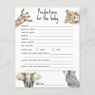 Papier Animaux de safari - prédictions et conseils bébé