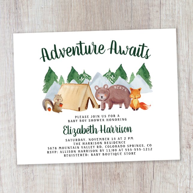 Papier Animaux des bois Camping Baby shower Invitation (Créateur téléchargé)