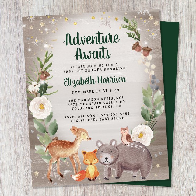 Papier Animaux des bois Invitation au Baby shower d'hiver (Créateur téléchargé)