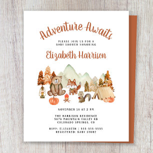 Papier Animaux des bois Invitation Baby shower d'automne