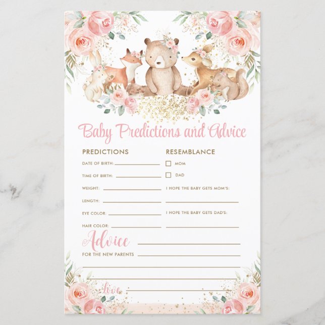 Papier Animaux des bois Prédictions et conseils floraux p (Devant)