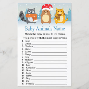 Papier Animaux d'hiver Bébé Animaux Nom baby shower de je