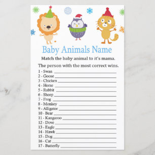 Papier Animaux d'hiver Bébé Animaux Nom baby shower de je