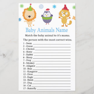 Papier Animaux d'hiver Bébé Animaux Nom baby shower de je