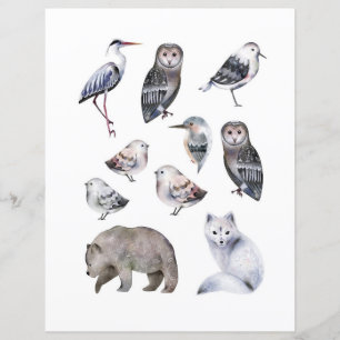 Papier Animaux nordiques à l'aquarelle à découper et à co
