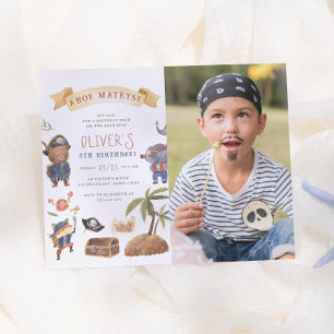 Papier Animaux Pirate Budget Photo Invitation Anniversair