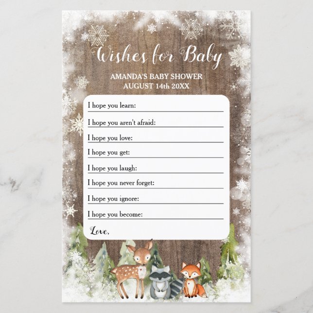 Papier Animaux rustiques d'hiver Bois Wives for Baby (Devant)