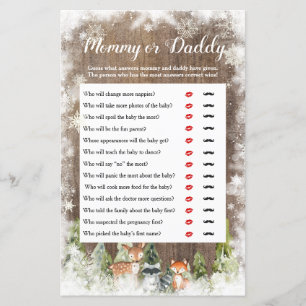 Papier Animaux rustiques d'hiver Woodland Mommy ou Daddy 