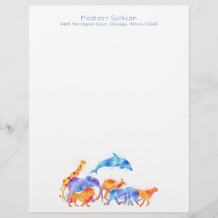 Papier Animaux sauvages en aquarelle qui courent ensemble