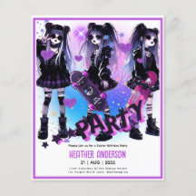Anime Skater Girl Anniversaire Fête Skateboard
