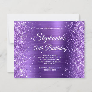 Papier Anniversaire 50 ans paillettes améthyste violet