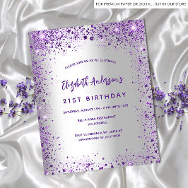 Papier Anniversaire argent violet violet invitation budge