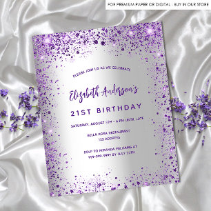 Papier Anniversaire argent violet violet invitation budge