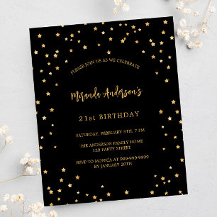 Papier Anniversaire Black or stars budget party invitatio
