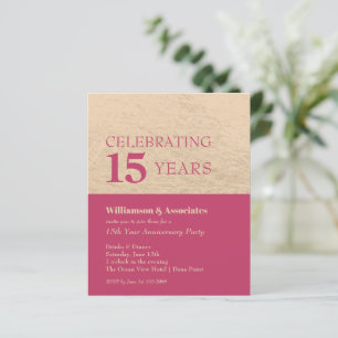 Papier Anniversaire commercial rose or Invitation
