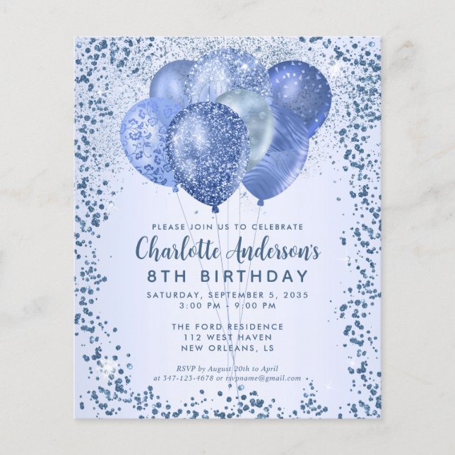 Papier Anniversaire de enfant de ballons de Parties scint (Devant)