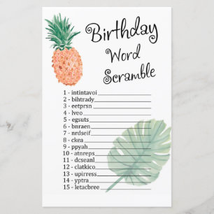 Papier ANNIVERSAIRE DE L'ananas MOT SCRAMBLE JEU