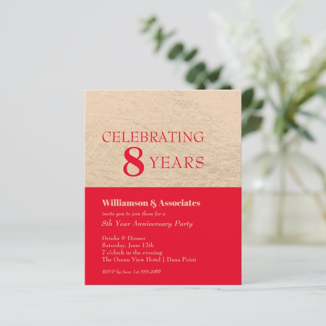 Papier Anniversaire des affaires Gold et Red Invitations (Debout devant)