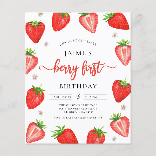 Papier Anniversaire du budget fraise Berry Premier annive (Devant)