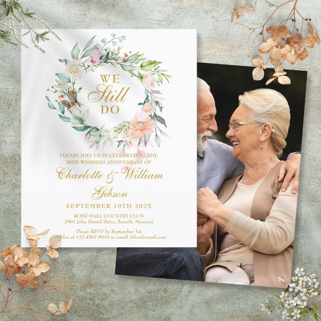 Papier Anniversaire du budget Renouvellement de la vision (Budget Anniversary Vow Renewal Photo Invitation)