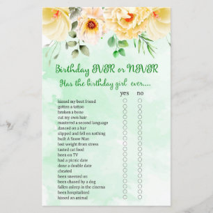 Papier Anniversaire Floral Jeu ou jamais