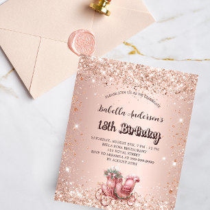 Papier Anniversaire rose chariot d'or invitation budget
