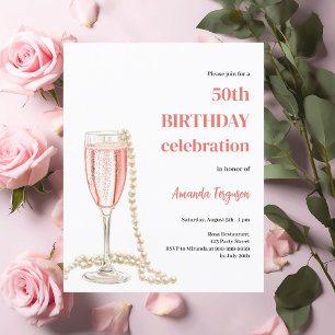 Papier Anniversaire rose perles de vin mousseux invirtati
