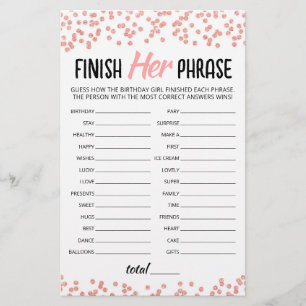 Papier Anniversaire Terminer son phrase Anniversaire jeu