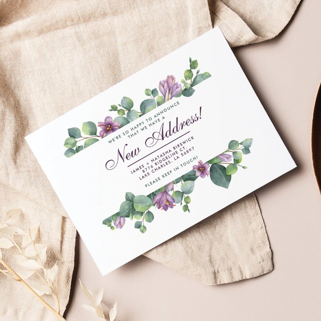 Papier Annonce de déplacement d'eucalyptus botanique (New Address Update Botanical Moving Announcement)