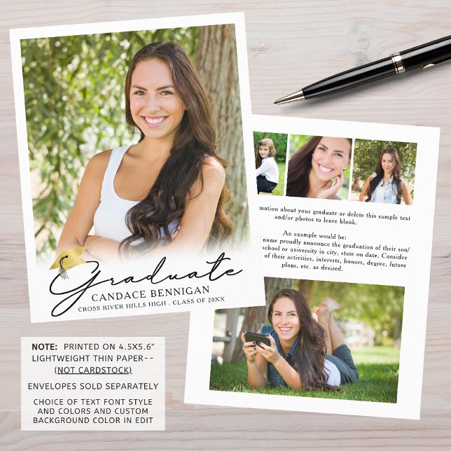 Papier Annonce de diplômé avec budget Script 5 Photo (Créateur téléchargé)