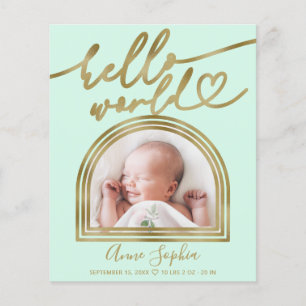Papier Annonce de naissance Cadre Arché Bonjour Monde
