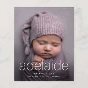 Papier Annonce de naissance photo Simple Budget