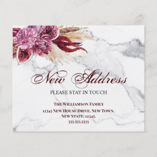 Papier  Annonce de nouveau déménagement adresse Fleurs de