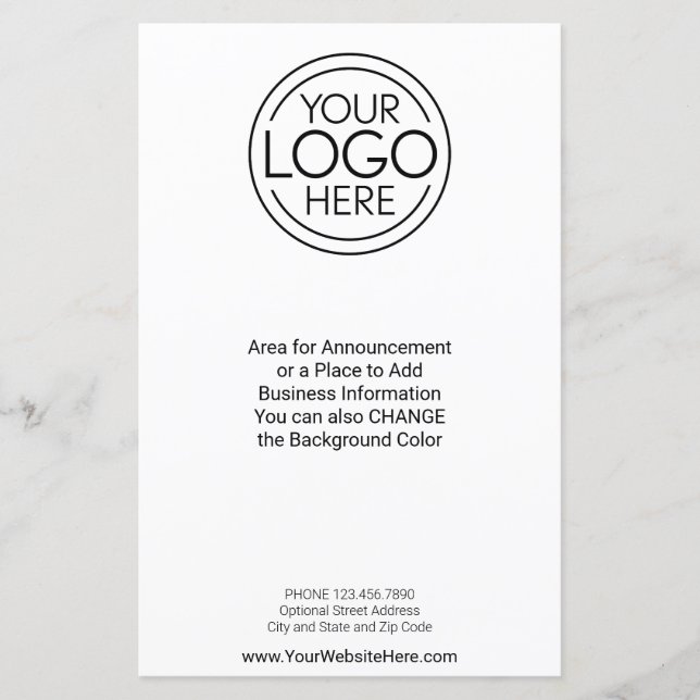 Papier Annonce du logo de l'entreprise, contact Info pros (Devant)