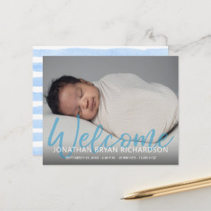 Papier Annonce Naissance Bébé Photo Budget Blue Bienvenue