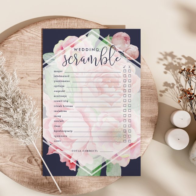 Papier Antique Peony | Fête des mariées Jeu Word Scramble (Créateur téléchargé)
