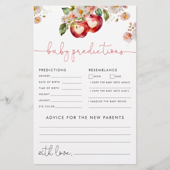 Papier Apple of Our Eye Predictions and Advice Game (Devant)