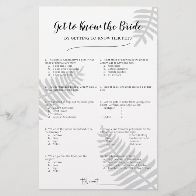 Papier Apprenez à connaître l'épouse en apprenant à conna (Devant)