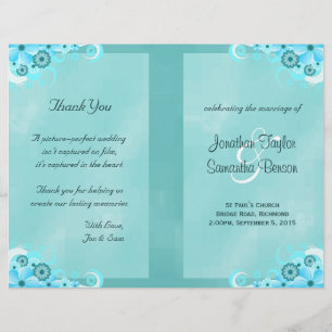 Papier Aqua bleu foncé Floral Turquoise Bi-Fold Wedding P
