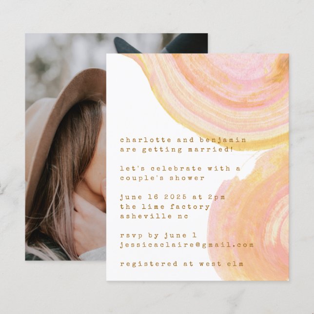 Papier Aquarelle Abstraite Budget Couples Photo Douche (Devant / Derrière)