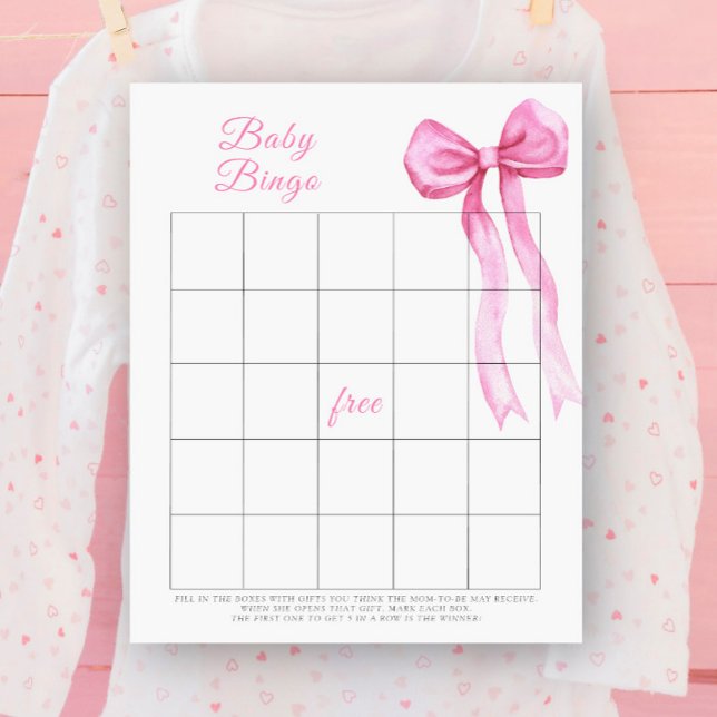 Papier Aquarelle arc rose Baby Bingo jeu (Créateur téléchargé)