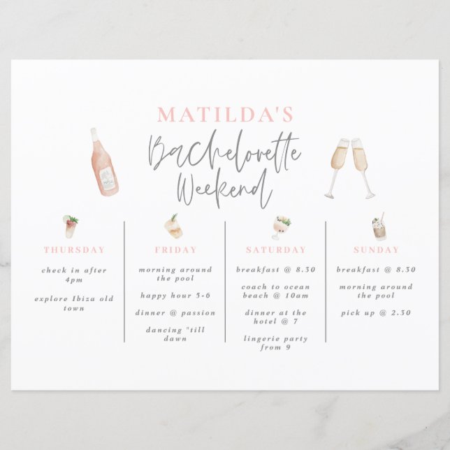 Papier Aquarelle Bachelorette week-end (Devant)