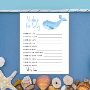 Papier Aquarelle baleine - Voeux pour bébé
