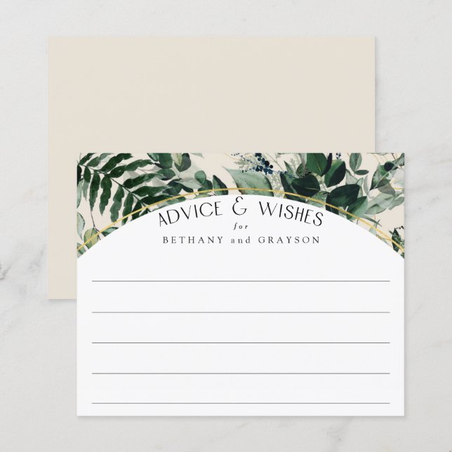 Papier Aquarelle beige Vert feuillage Conseil mariage (Devant / Derrière)